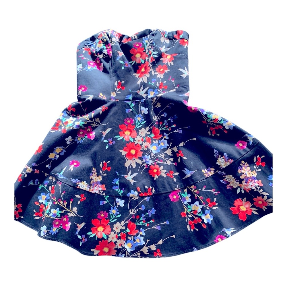 Express Floral Hummingbird Strapless Dress Sz 6 - Picture 4 of 6